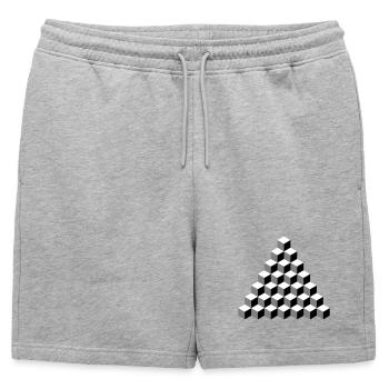 Pyramide cubique isométrique - Short de survêtement homme premium - gris chiné - Devant - AI Model Male 178 light (178cm)