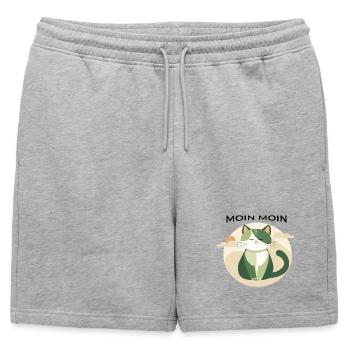Moin moin - Cat with North German greeting - Mens' Premium Organic Sweatshorts - heather grey - Front - AI Model Male 178 light (178cm)