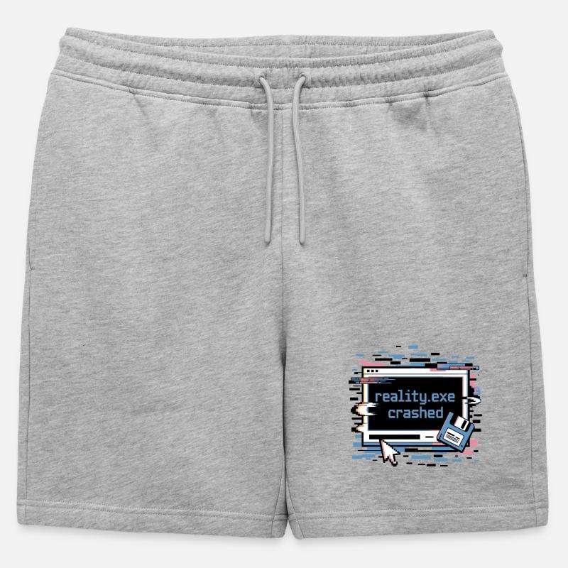 Reality.exe Crashed Retro Pixel Design - Männer Premium Organic Sweatshorts - Grau meliert