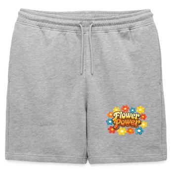 Flower Power Rétro - Short de survêtement homme premium - gris chiné - Devant - AI Model Male 178 light (178cm)