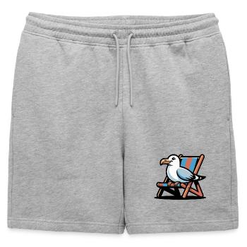 Mouette sur le fauteuil long de plage - Short de survêtement homme premium - gris chiné - Devant - AI Model Male 178 light (178cm)