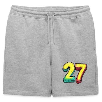 27 Nombre coloré - Short de survêtement homme premium - gris chiné - Devant - AI Model Male 178 light (178cm)