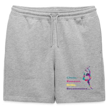 Chute-_Ramasse-_Recommence-- - Short de survêtement homme premium - gris chiné - Devant - AI Model Male 178 light (178cm)