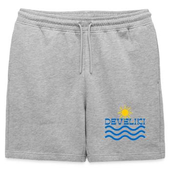 Emblème des Vagues du Lever du Soleil Develiki - Short de survêtement homme premium - gris chiné - Devant - AI Model Male 178 light (178cm)