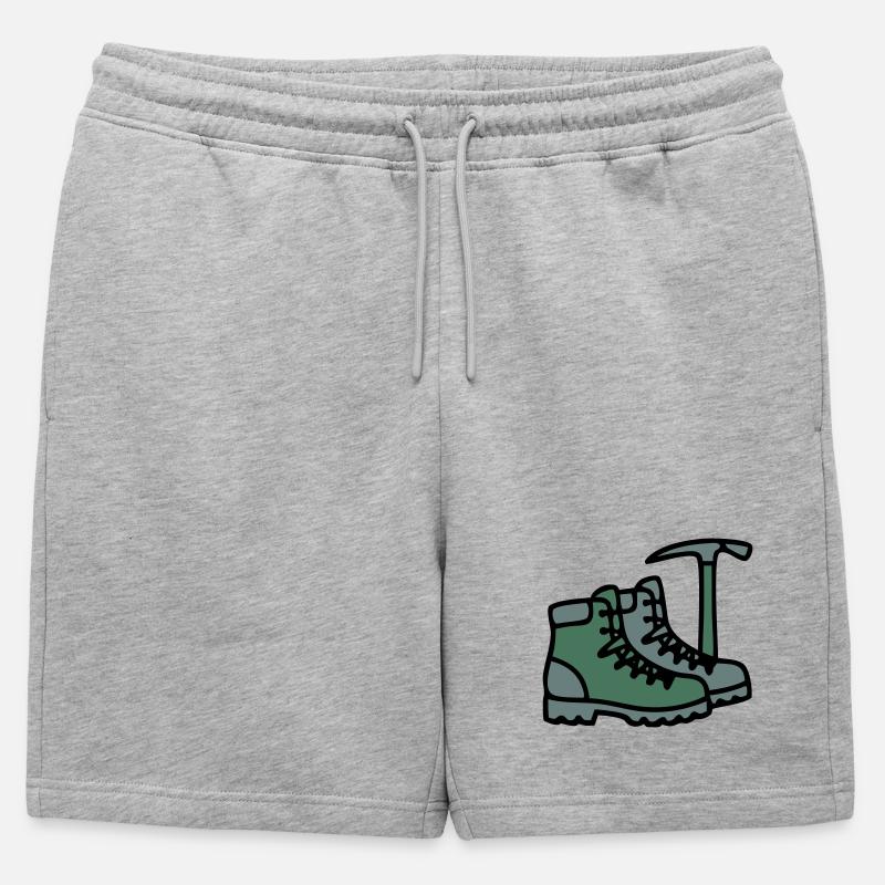 Wanderschuhe Eispickel Bergsteiger Alpen Wanderer - Männer Premium Organic Sweatshorts - Grau meliert
