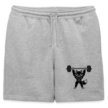 Muscle Fox soulève des haltères lourds - Short de survêtement homme premium - gris chiné - Devant - AI Model Male 178 light (178cm)