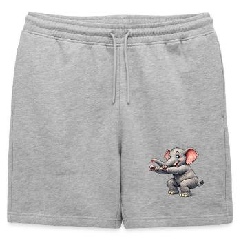 Éléphant pratiquant des sports - Short de survêtement homme premium - gris chiné - Devant - AI Model Male 178 light (178cm)