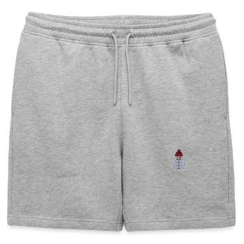 Bonhomme de neige brodé - Short de survêtement homme premium - gris chiné - Devant - AI Model Male 178 light (178cm)