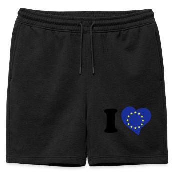 I love EU - Mens' Premium Organic Sweatshorts - black - Front - AI Model Male 178 light (178cm)