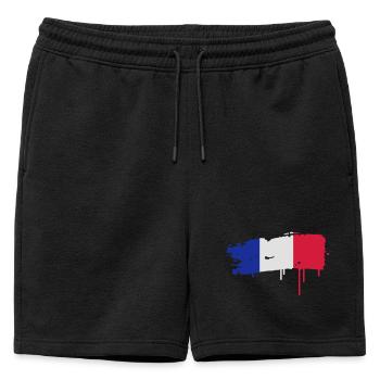 Un drapeau français peint avec un coup de pinceau - Short de survêtement homme premium - noir - Devant - AI Model Male 178 light (178cm)