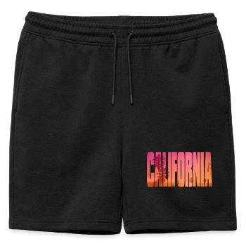 California - Mens' Premium Organic Sweatshorts - black - Front - AI Model Male 178 light (178cm)