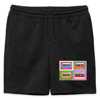 Cassette cassette pop art - Short de survêtement homme premium - noir - Devant - AI Model Male 178 light (178cm)