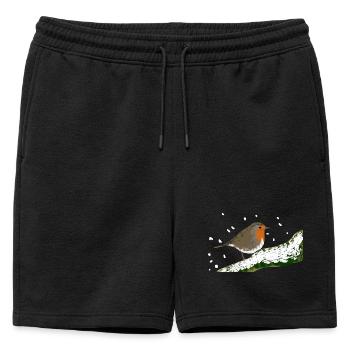 Robin Winter Motif Snow Bird Branch - Mens' Premium Organic Sweatshorts - black - Front - AI Model Male 178 light (178cm)