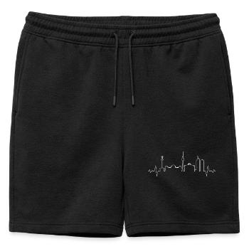 Dessin au trait Urban Skyline - Short de survêtement homme premium - noir - Devant - AI Model Male 178 light (178cm)
