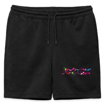Motif coloré de taches de peinture - Short de survêtement homme premium - noir - Devant - AI Model Male 178 light (178cm)