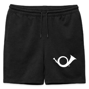 Corne de chasse blanc - Short de survêtement homme premium - noir - Devant - AI Model Male 178 light (178cm)