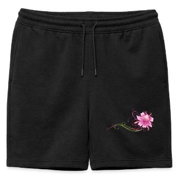 Orchidée colorée avec des ornements en filigrane - Short de survêtement homme premium - noir - Devant - AI Model Male 178 light (178cm)