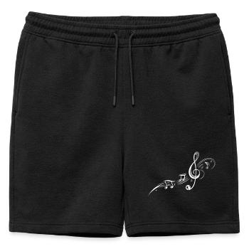 Musique, clef, étoiles et notes de musique. - Short de survêtement homme premium - noir - Devant - AI Model Male 178 light (178cm)