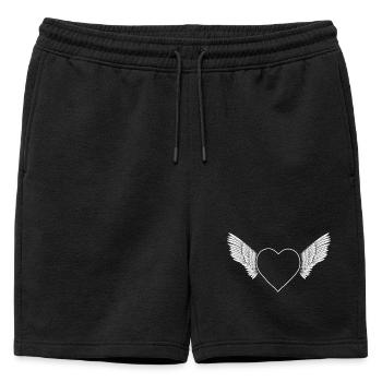 Coeur avec ailes - blanc - - Short de survêtement homme premium - noir - Devant - AI Model Male 178 light (178cm)