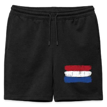 Drapeau néerlandais coups de pinceau - Short de survêtement homme premium - noir - Devant - AI Model Male 178 light (178cm)