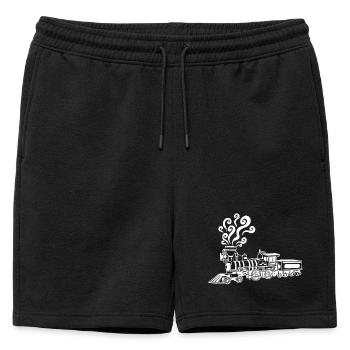 Locomotive blanche vintage - Short de survêtement homme premium - noir - Devant - AI Model Male 178 light (178cm)