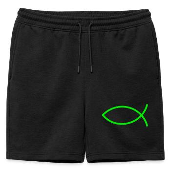 Jésus poisson vert Ichthys poisson poisson poisson poisson - Short de survêtement homme premium - noir - Devant - AI Model Male 178 light (178cm)