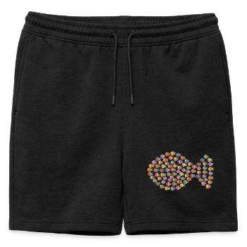 Gros poisson de beaucoup de petits poissons - Short de survêtement homme premium - noir - Devant - AI Model Male 178 light (178cm)