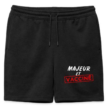 Majeur et vacciné - Short de survêtement homme premium - noir - Devant - AI Model Male 178 light (178cm)