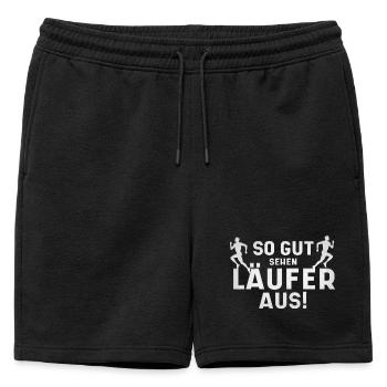This is how good runners look - Mens' Premium Organic Sweatshorts - black - Front - AI Model Male 178 light (178cm)