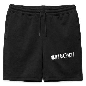 JAHRESTAG. ALLES GUTE ZUM GEBURTSTAG. ALLES GUTE ZUM GEBURTSTAG. - Männer Premium Organic Sweatshorts - Schwarz - Vorne - AI Model Male 178 light (178cm)