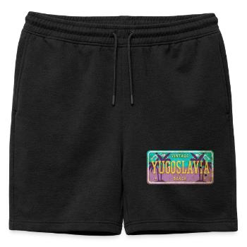 Signe vintage Yougoslavie - Short de survêtement homme premium - noir - Devant - AI Model Male 178 light (178cm)