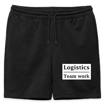 Travail d’équipe logisticien - Short de survêtement homme premium - noir - Devant - AI Model Male 178 light (178cm)