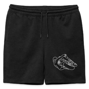 Moto de course en position inclinée - de derrière, lumineuse - Short de survêtement homme premium - noir - Devant - AI Model Male 178 light (178cm)