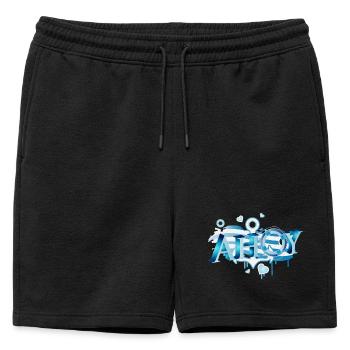English sailor greeting lettering Ahoy Graffiti - Mens' Premium Organic Sweatshorts - black - Front - AI Model Male 178 light (178cm)