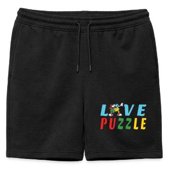 puzzle d'amour - Short de survêtement homme premium - noir - Devant - AI Model Male 178 light (178cm)