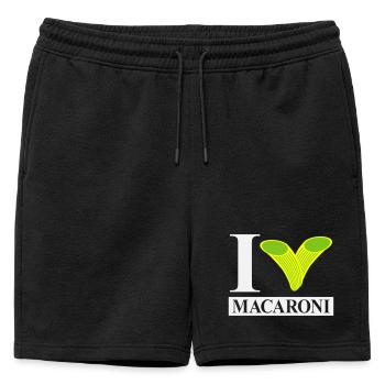 I love macaroni - Mens' Premium Organic Sweatshorts - black - Front - AI Model Male 178 light (178cm)