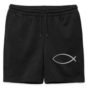 Ichtus poisson argent - Short de survêtement homme premium - noir - Devant - AI Model Male 178 light (178cm)