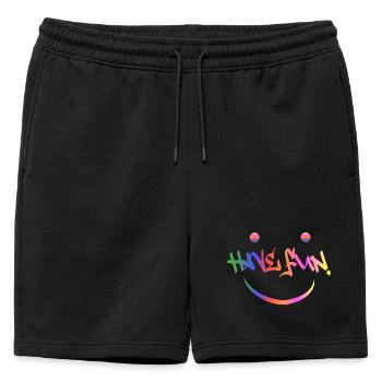 Have fun - Mens' Premium Organic Sweatshorts - black - Front - AI Model Male 178 light (178cm)