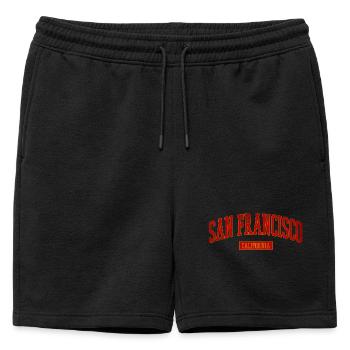 San Francisco Vintage Uni Lettering - Mens' Premium Organic Sweatshorts - black - Front - AI Model Male 178 light (178cm)