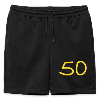 50e anniversaire cinquante numéro jaune - Short de survêtement homme premium - noir - Devant - AI Model Male 178 light (178cm)