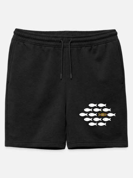 Cornish fish swim their own way - Mens' Premium Organic Sweatshorts - black