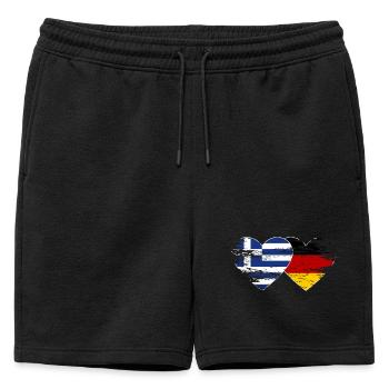 Grèce Allemagne Drapeau utilisé coeur - Short de survêtement homme premium - noir - Devant - AI Model Male 178 light (178cm)