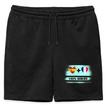 Espagne et France 100% drapeau de génie - Short de survêtement homme premium - noir - Devant - AI Model Male 178 light (178cm)