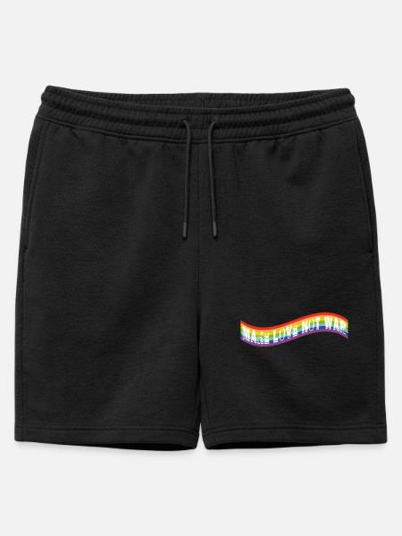 Faites l’amour, pas la guerre | Drapeau arc-en-ciel - Short de survêtement homme premium - noir