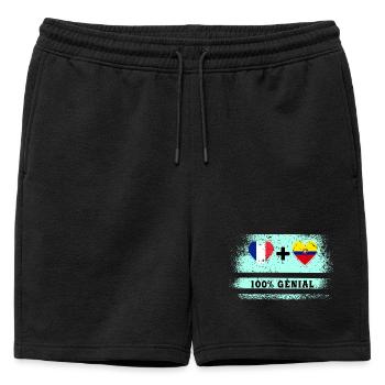 Drapeau France et Équateur 100% génial - Short de survêtement homme premium - noir - Devant - AI Model Male 178 light (178cm)