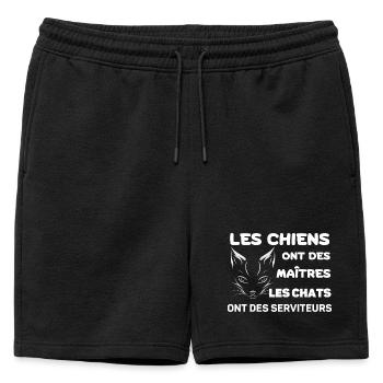 Chats Serviteurs et Chiens Maîtres - Short de survêtement homme premium - noir - Devant - AI Model Male 178 light (178cm)