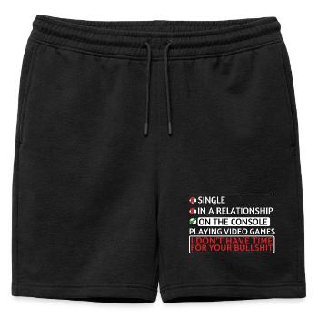 Gamer Single : Attitude réservée aux consoles - Short de survêtement homme premium - noir - Devant - AI Model Male 178 light (178cm)