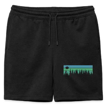 Forest Wood Retro Vintage Trees - Mens' Premium Organic Sweatshorts - black - Front - AI Model Male 178 light (178cm)