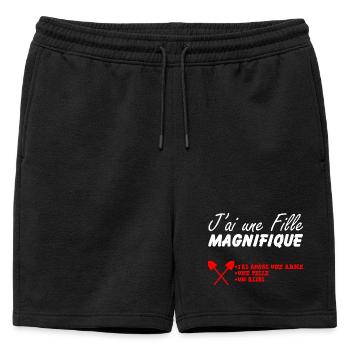 J'ai une fille magnifique - Short de survêtement homme premium - noir - Devant - AI Model Male 178 light (178cm)
