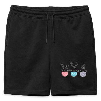 Pâques, mignon lapins de Pâques oeufs de Pâques dessin - Short de survêtement homme premium - noir - Devant - AI Model Male 178 light (178cm)